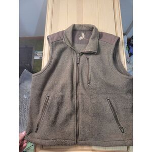 Mens XL ORVIS Full Zip Polyester‎ Acrylic Heavy Vest Brown Zip Pockets